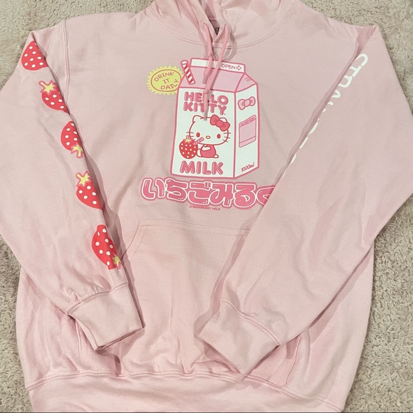 Sanrio Tops Hello Kitty Strawberry Milk Hoodie Poshmark